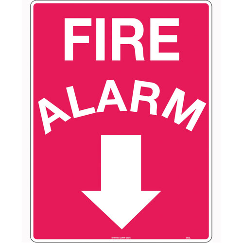 WORKWEAR, SAFETY & CORPORATE CLOTHING SPECIALISTS 225x225mm - Off-Wall - Poly - Fire Alarm (Arrow Down)