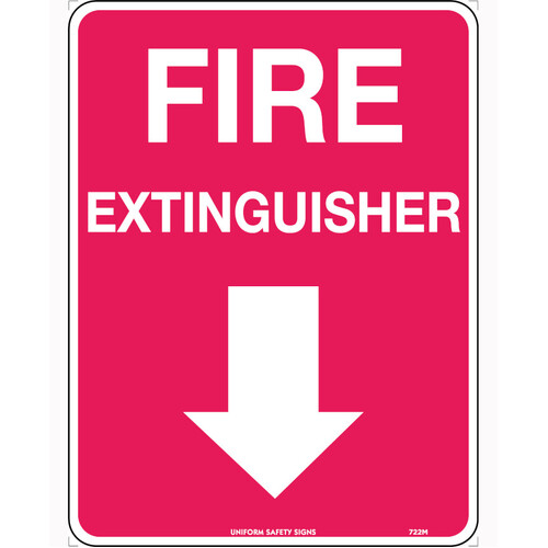 WORKWEAR, SAFETY & CORPORATE CLOTHING SPECIALISTS 240x180mm - Self Adhesive - Fire Extinguisher (Arrow Down)