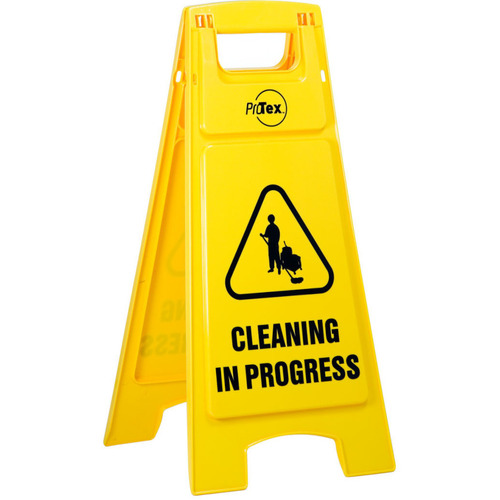 WORKWEAR, SAFETY & CORPORATE CLOTHING SPECIALISTS 500x300mm - Corflute Sign Stands - Cleaning In Progress