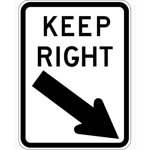 WORKWEAR, SAFETY & CORPORATE CLOTHING SPECIALISTS - 600x800mm - Aluminium, Class 1 - Keep Right  (right arrow)