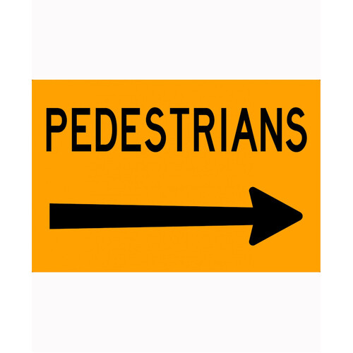 WORKWEAR, SAFETY & CORPORATE CLOTHING SPECIALISTS - 900x600mm - Aluminium - Class 1 - Pedestrians [Right Arrow]