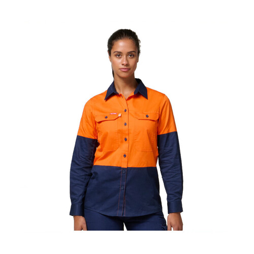 WORKWEAR, SAFETY & CORPORATE CLOTHING SPECIALISTS Koolgear - Womens Ventilated Hi-Vis Two Tone Shirt Long Sleeve